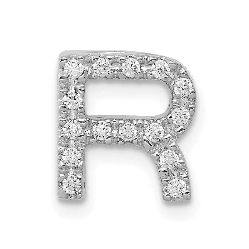 Unique necklaces and pendants with artistic shapes for a creative, one-of-a-kind design-14k White Gold Diamond Initial R Charm