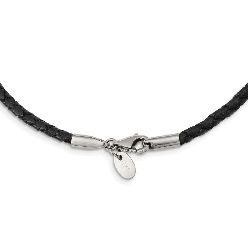 Best necklaces and pendants with black diamonds for an edgy, bold statement-3.0mm Genuine Leather Weave Necklace