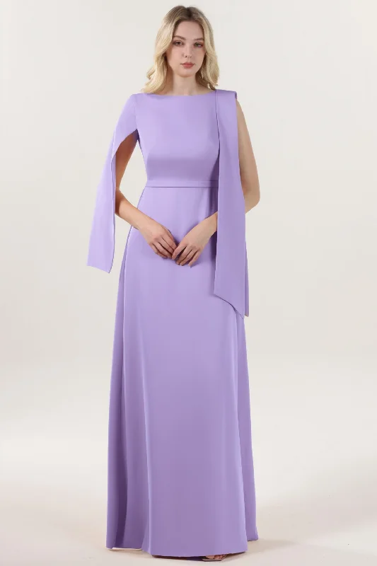 Best necklaces and pendants with zodiac signs for a celestial, astrology-inspired vibe-A-Line Maxi Stretch Crepe Bridesmaid Dress CS0586BM