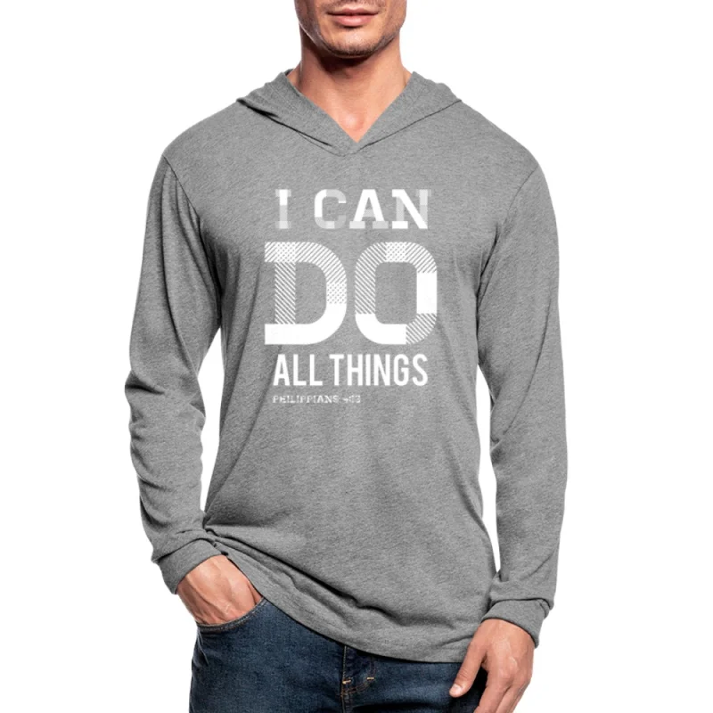 Necklaces and pendants with matching rings for a coordinated set of jewelry-Graphic Hoodie, I Can Do All Things Inspiration Long Sleeve Tri-Blend Hooded Tee