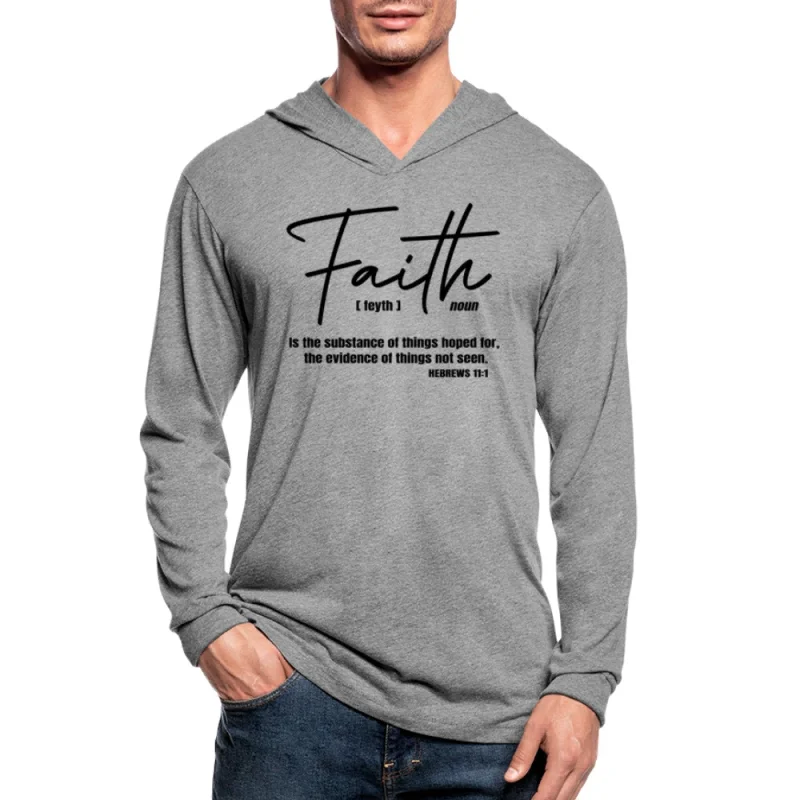 Necklaces and pendants with lock and key designs for a symbolic gesture-Graphic Hoodie, Faith Is The Substance Of Things Hoped For Tri-Blend Hooded Tee