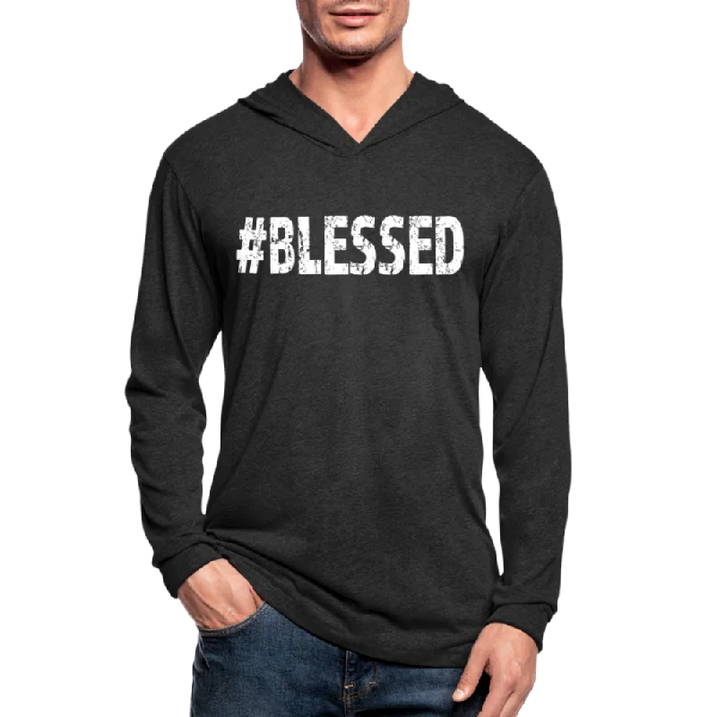 Stunning necklaces and pendants with amethyst gemstones for a calming effect-Graphic Hoodie, #Blessed Long Sleeve Tri-Blend Hooded Tee