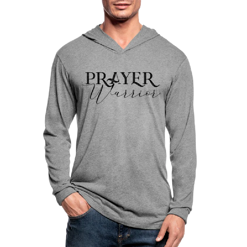 Beautiful necklaces and pendants with layered chains for a fashionable, chic look-Graphic Hoodie, Prayer Warrior Long Sleeve Tri-Blend Hooded Tee