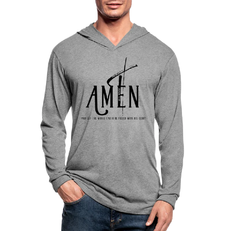 Necklaces and pendants with zodiac constellation designs for an astrological touch-Graphic Hoodie, Amen Inspiration Long Sleeve Tri-Blend Hooded Tee