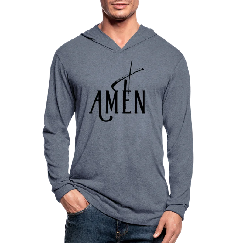 Best necklaces and pendants with adjustable chains for a customizable fit-Graphic Hoodie, Amen Long Sleeve Tri-Blend Hooded Shirt