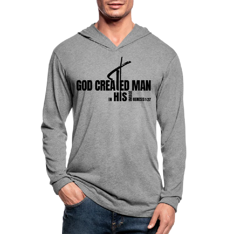 Best necklaces and pendants with seashell designs for a tropical, beachy vibe-Graphic Hoodie, God Created Man Inspiration Tri-Blend Hooded Tee