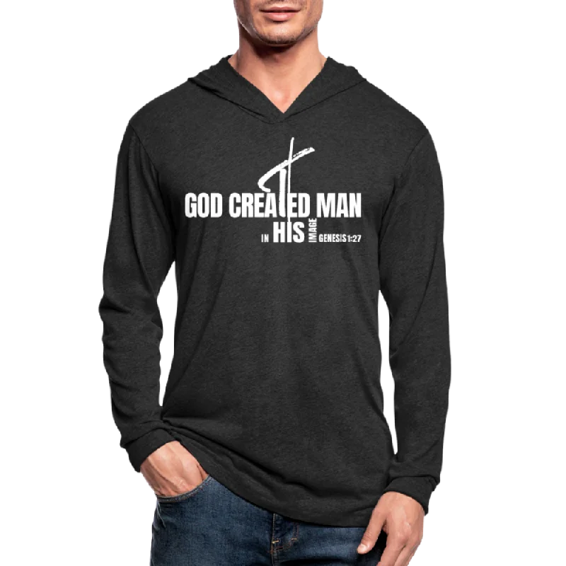 Best necklaces and pendants with intricate beadwork for a bohemian-inspired look-Graphic Hoodie, God Created Man Inspiration Tri-Blend Hooded Tee