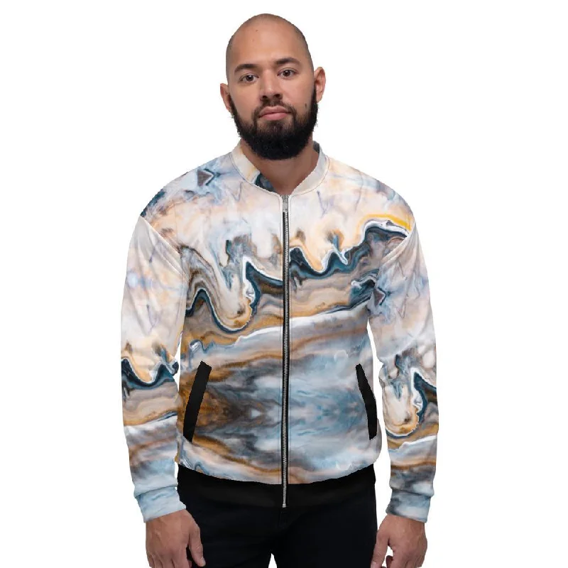 Beautiful necklaces and pendants with tree branch motifs for a nature-inspired design-Mens Jacket - Retro Ocean Swirl Bomber Jacket Blue/Multicolor