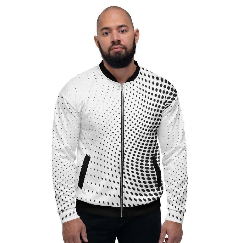 Necklaces and pendants with custom designs for a completely unique jewelry piece-Mens Jacket - Polka Dot Edgy Bomber Jacket White/Black