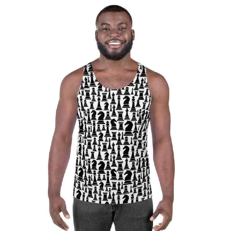 Necklaces and pendants with lock and key designs for a symbolic gesture-Uniquely You Tank Top - Pullover Black/White - Chess Graphic