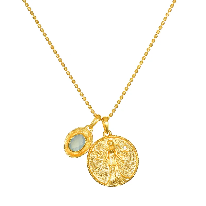 Best necklaces and pendants with art deco elements for a vintage, glamorous design-Blue Onyx Goddess Coin Necklace