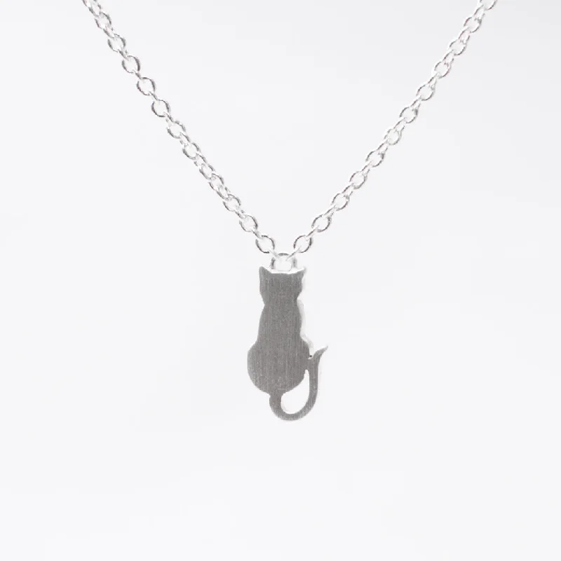 Best necklaces and pendants with zodiac signs for a celestial, astrology-inspired vibe-Brushed Silver Sitting Cat Necklace