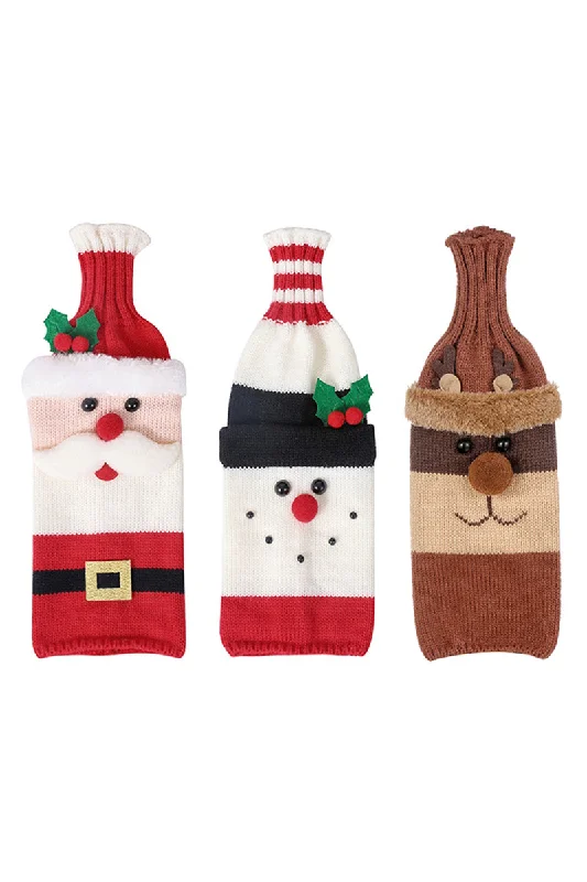 Best necklaces and pendants with layered designs for a chic, stacked look-Christmas decorations wine knit bottle set holiday scene layout  644790993151