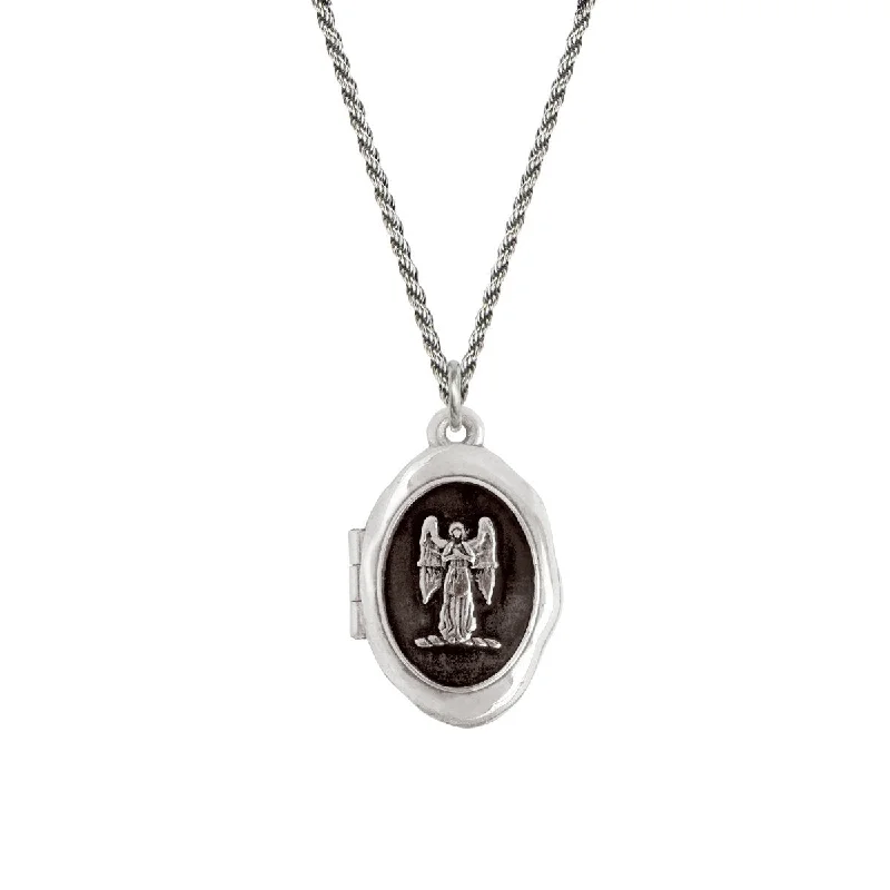 Beautiful necklaces and pendants with gemstone teardrops for an elegant effect-Guardian Angel Locket