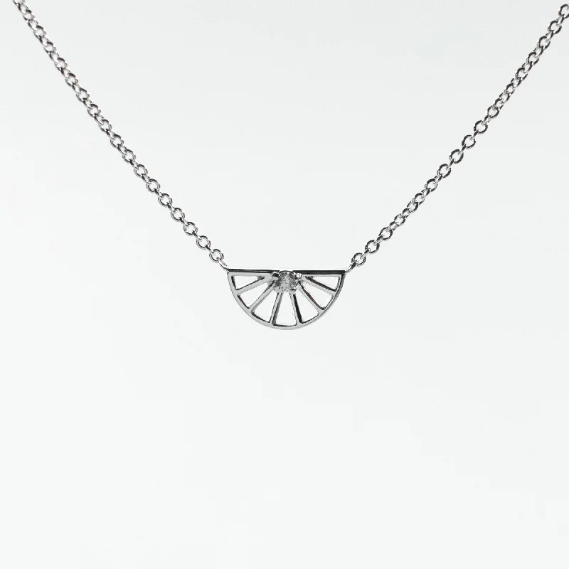 Necklaces and pendants with geometric pendants for a clean, contemporary design-Silver Half Wheel Shaped Necklace