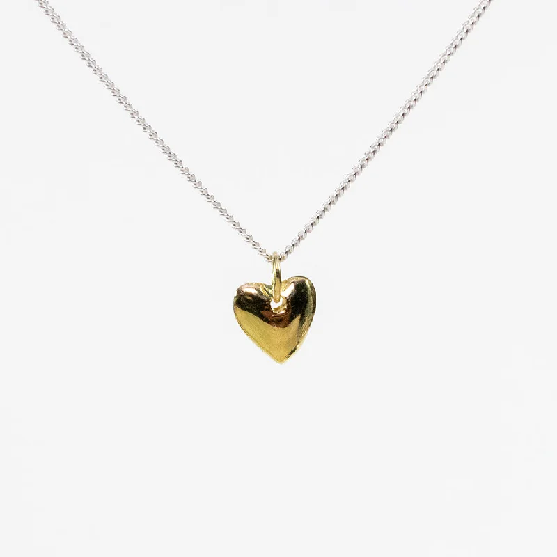 Unique necklaces and pendants with custom birthstone arrangements for personalization-Gold Vermeil Heart Puff Necklace