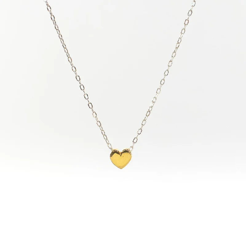 Necklaces and pendants with ocean-inspired designs for a refreshing, beachy feel-Gold Vermeil Small Heart Puff Necklace