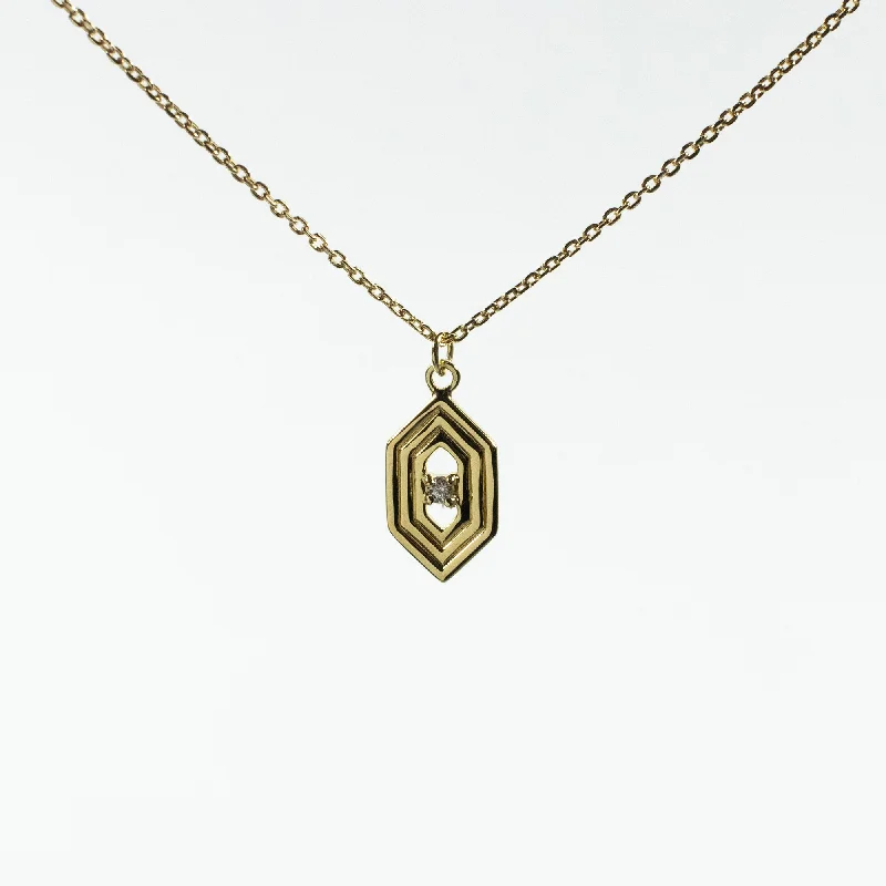 Best necklaces and pendants with glowing moonstone for an ethereal glow-Gold Vermeil Hexagon Shaped Necklace