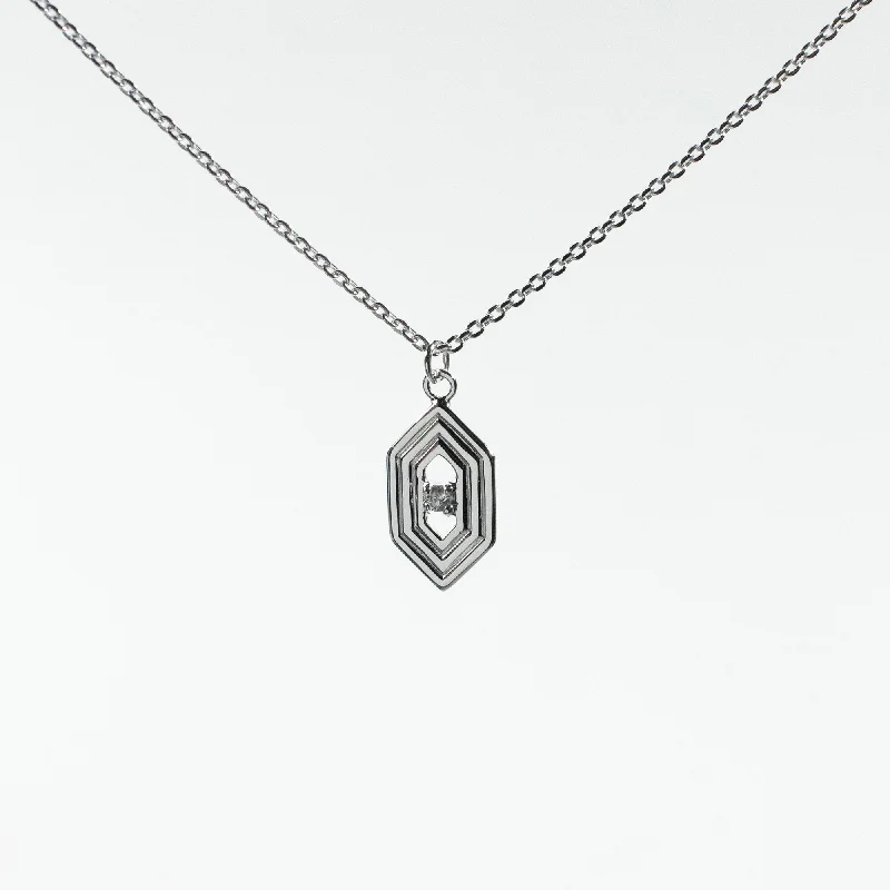 Beautiful necklaces and pendants with moon and star charms for a dreamy effect-Silver Hexagon Shaped Necklace