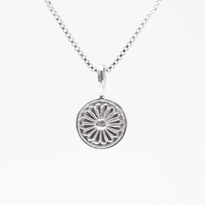 Best necklaces and pendants with heart-shaped lockets for a sentimental keepsake-Silver India Temple Flower Disc Necklace