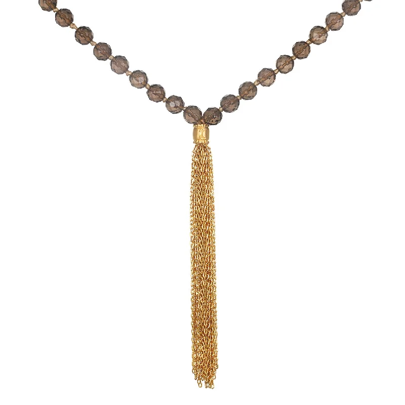 Simple necklaces and pendants with tiny charms for a delicate and casual vibe-Innate Power Smokey Quartz Gemstone Mala