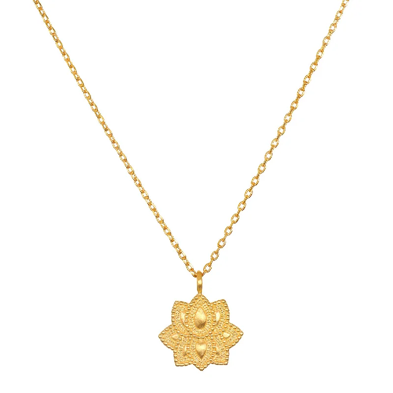 Stunning necklaces and pendants with turquoise and gold for a vibrant, earthy look-Journey Forward Lotus Gold Necklace