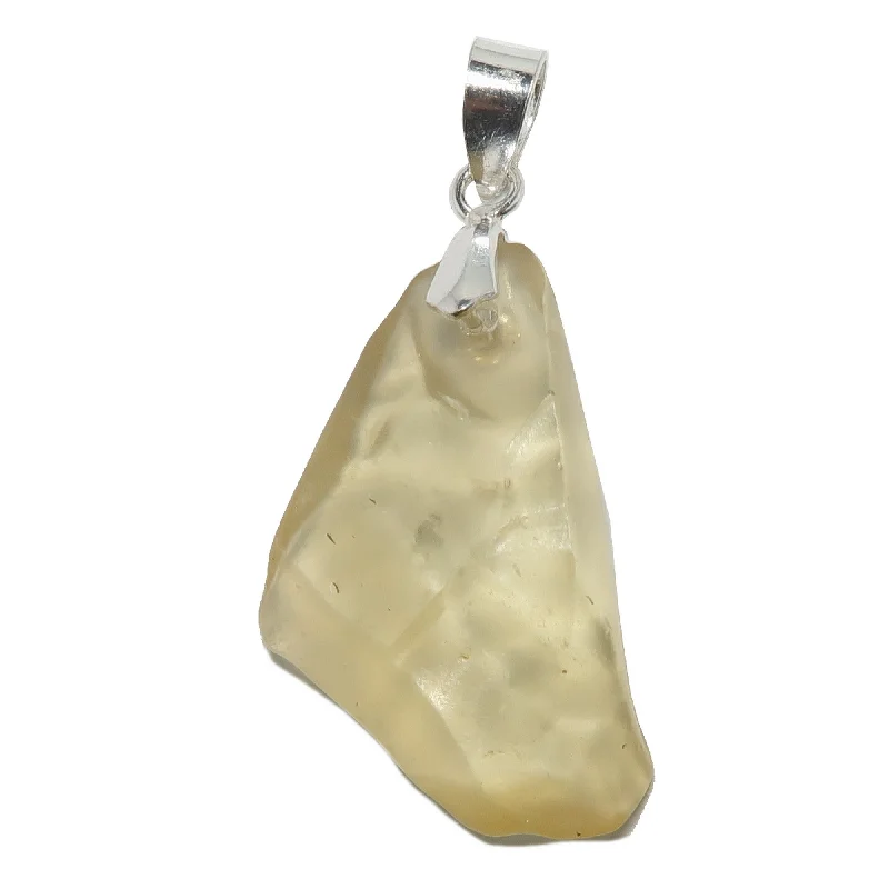 Necklaces and pendants with angel wing motifs for a spiritual, meaningful design-Libyan Desert Glass Pendant Power of Sol Sterling Silver