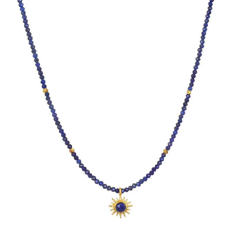 Fashionable necklaces and pendants with birthstones for a personalized gift idea-Light Seeker Lapis Starburst Choker Necklace