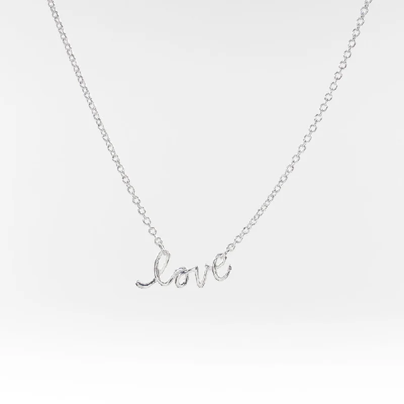 Best necklaces and pendants with layered designs for a chic, stacked look-Silver Love Script Necklace