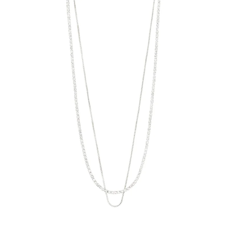 Necklaces and pendants with lock and key designs for a symbolic gesture-Mille Silver Plated Crystal Necklace