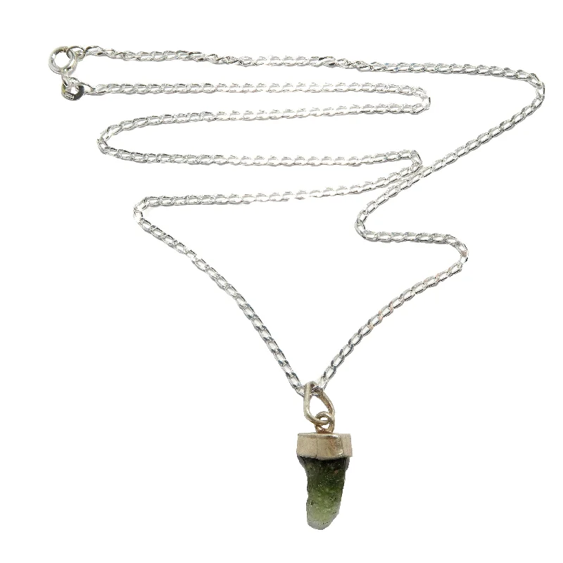 Best necklaces and pendants with seashell designs for a tropical, beachy vibe-Moldavite Necklace High Vibration Gem on Sterling Silver