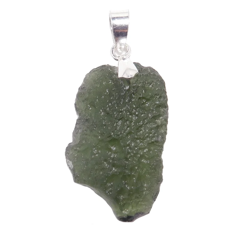 Elegant necklaces and pendants with gold chains for a chic, timeless appearance-Moldavite Pendant Real Deal Czech Sterling Silver