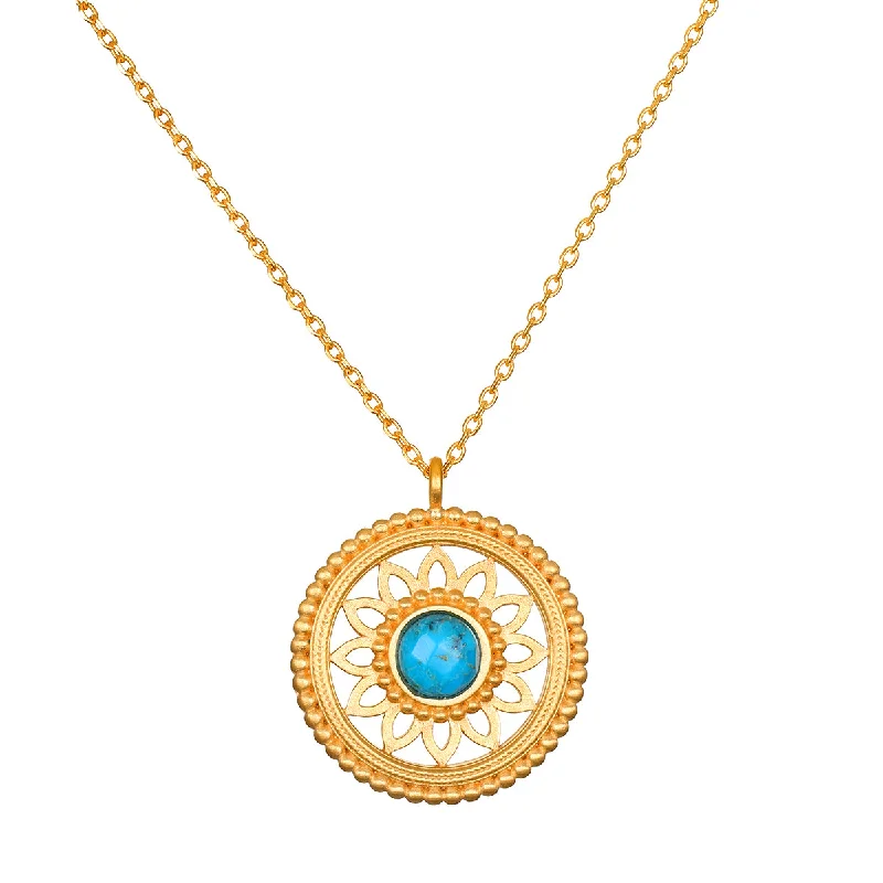 Personalized necklaces and pendants with coordinates for a meaningful location-based gift-Nurture Intuition Turquoise Mandala Necklace