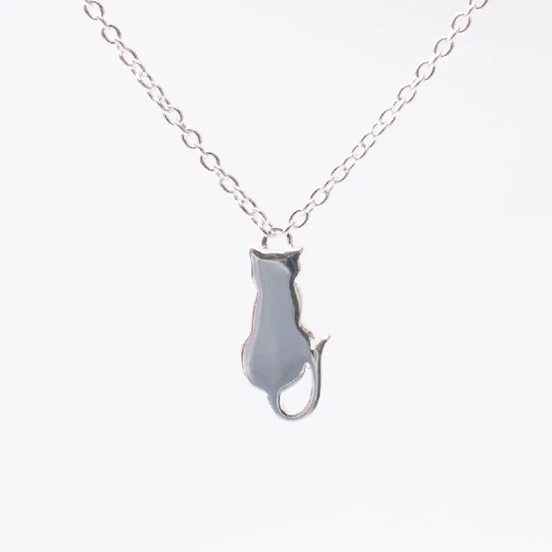 Best necklaces and pendants with floral designs for a feminine and elegant feel-Silver Sitting Cat Necklace