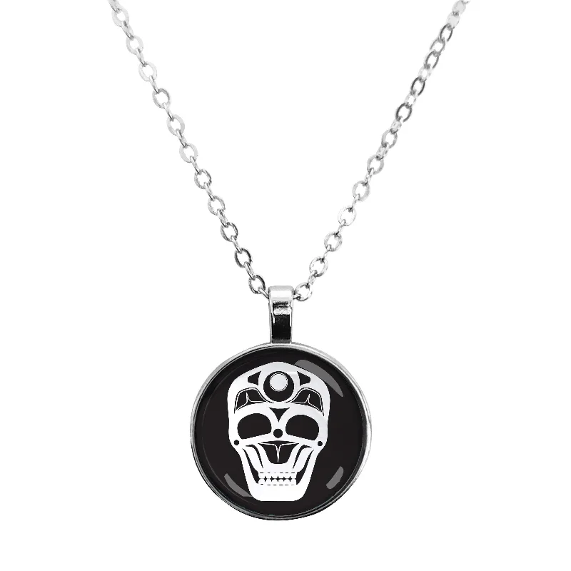 Best necklaces and pendants with emerald gemstones for a rich, sophisticated design-"Skull" Glass Dome Necklace by Indigenous Artist James Johnson