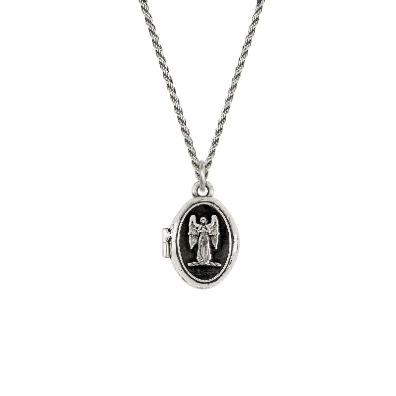 Best necklaces and pendants with emerald gemstones for a rich, sophisticated design-Small Guardian Angel Locket