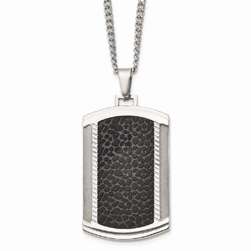 Necklaces and pendants with lotus flower designs for a spiritual, peaceful vibe-Stainless Steel Brushed and Polished Black IP-plated Dogtag Necklace