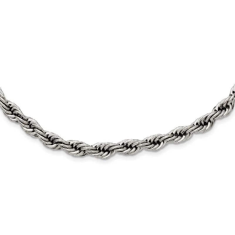 Beautiful necklaces and pendants with butterfly motifs for a whimsical style-Stainless Steel Polished 6mm Rope Necklace