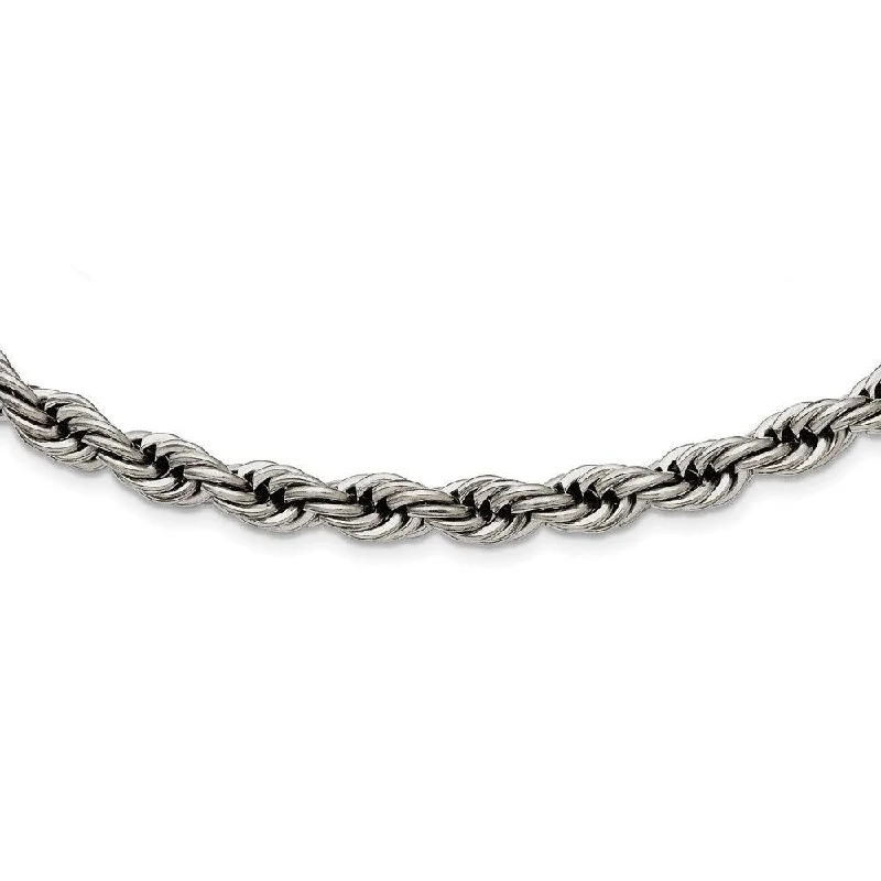 Beautiful necklaces and pendants with natural stones for an earthy, organic vibe-Stainless Steel Polished 7mm Rope Necklace