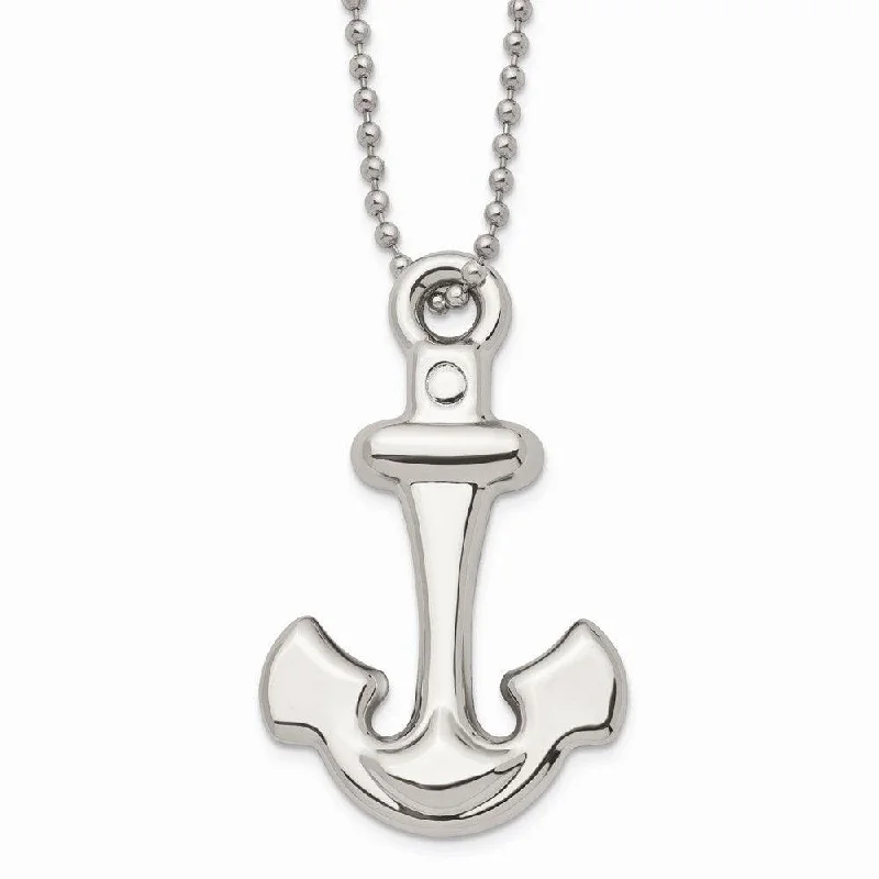 Best necklaces and pendants with opal and gold for a vibrant, luxurious contrast-Stainless Steel Polished Anchor Mariner Cross Necklace