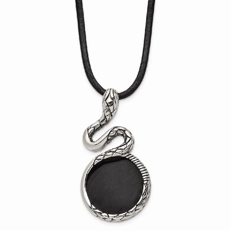 Best necklaces and pendants for everyday wear with minimalist designs-Stainless Steel Polished and Antiqued Enameled Snake Necklace