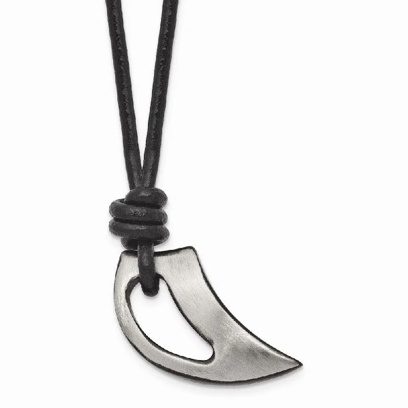 Necklaces and pendants with diamond pendants for a luxurious sparkling effect-Stainless Steel Polished and Brushed Black IP-plated Claw Necklace