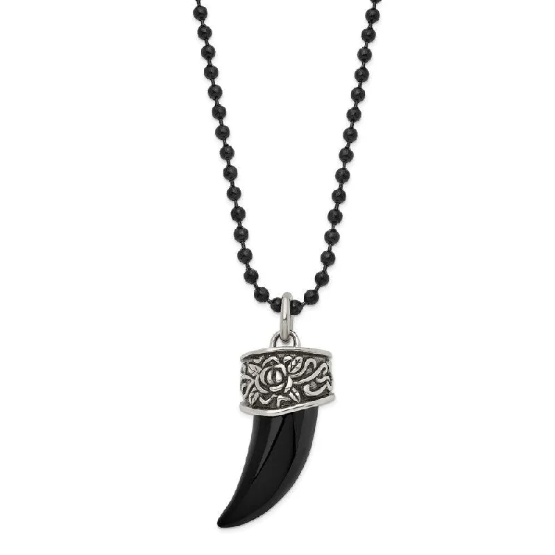 Best necklaces and pendants with sterling silver for an affordable yet stylish choice-Stainless Steel Polished/Antiqued Black IP-plated Claw Necklace