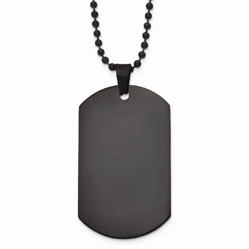 Elegant necklaces and pendants with infinity symbols for timeless designs-Stainless Steel Polished Black IP Dog Tag Necklace