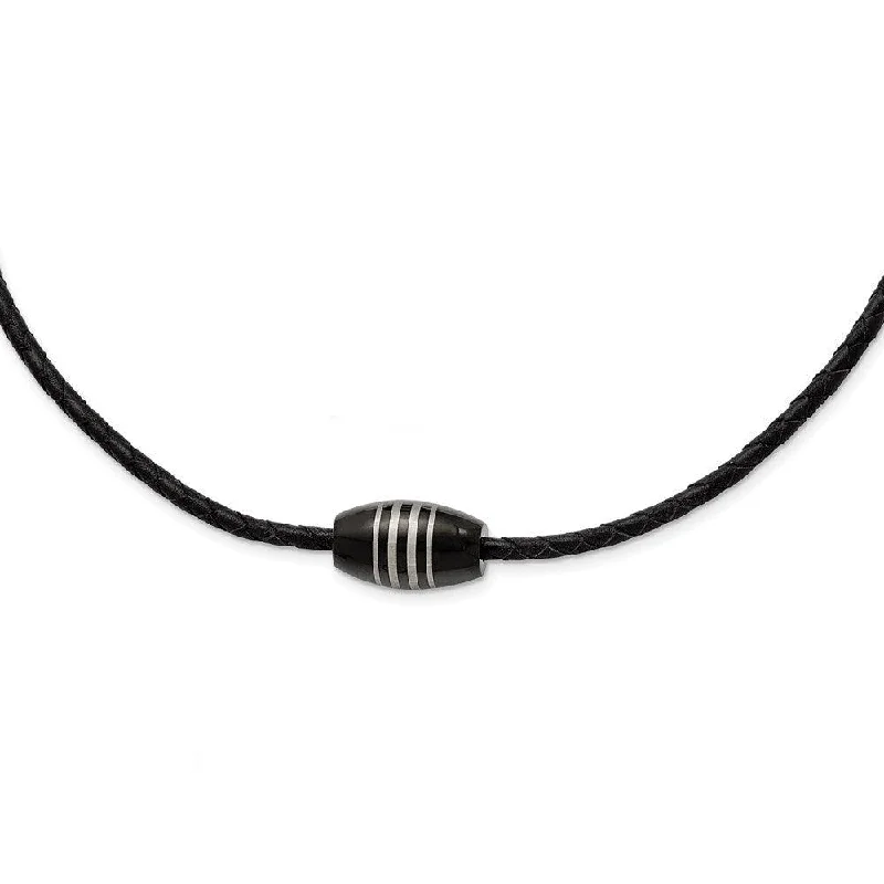 Best necklaces and pendants with minimalist pendants for a sleek, understated look-Stainless Steel Polished Black IP-plated Leather Cord Necklace