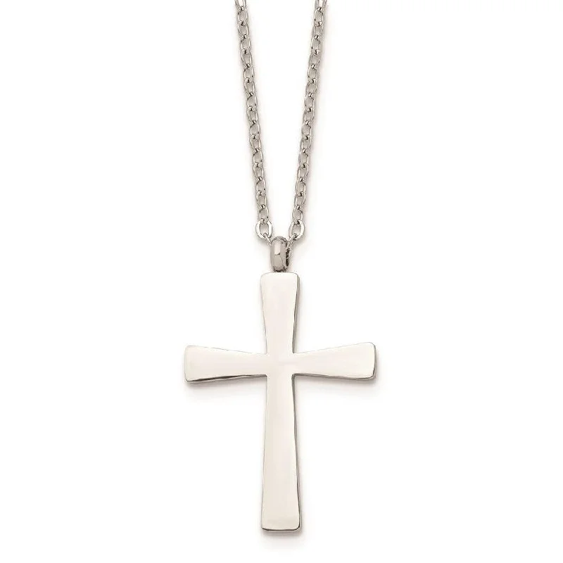 Beautiful necklaces and pendants with moon and star charms for a dreamy effect-Stainless Steel Polished Cross 18in Necklace