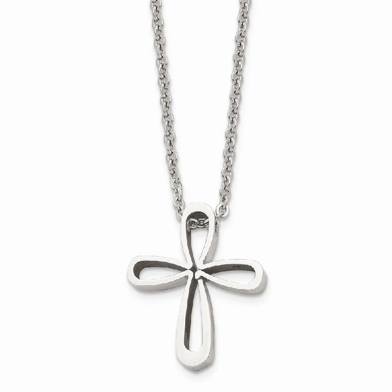 Best necklaces and pendants with opal gemstones for an iridescent glow-Stainless Steel Polished Cross Necklace