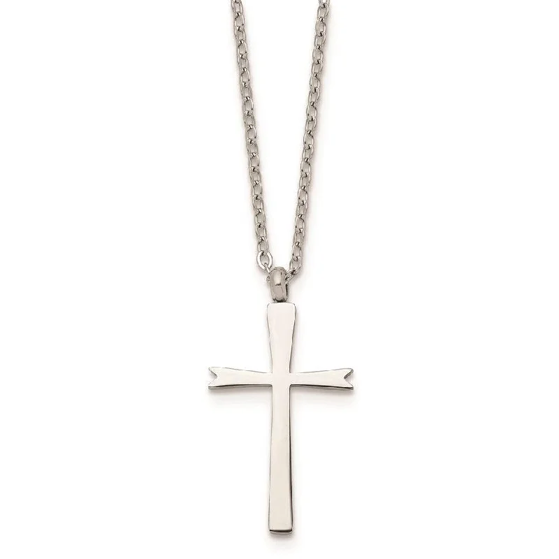 Necklaces and pendants with geometric pendants for a clean, contemporary design-Stainless Steel Polished Cross Necklace