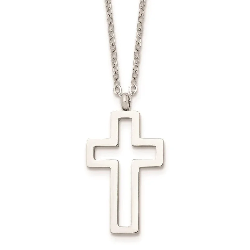 Elegant necklaces and pendants with gold chains for a chic, timeless appearance-Stainless Steel Polished Cut-out Cross Necklace