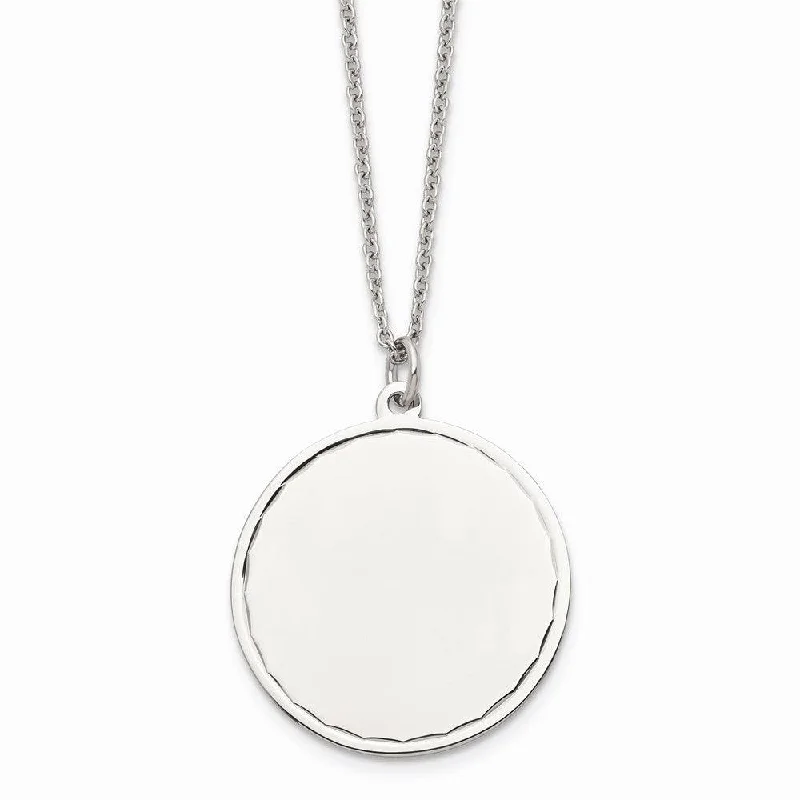 Simple necklaces and pendants with bar pendants for a sleek modern design-Stainless Steel Polished Engraveable Round Disc w/2in. Ext. Necklace